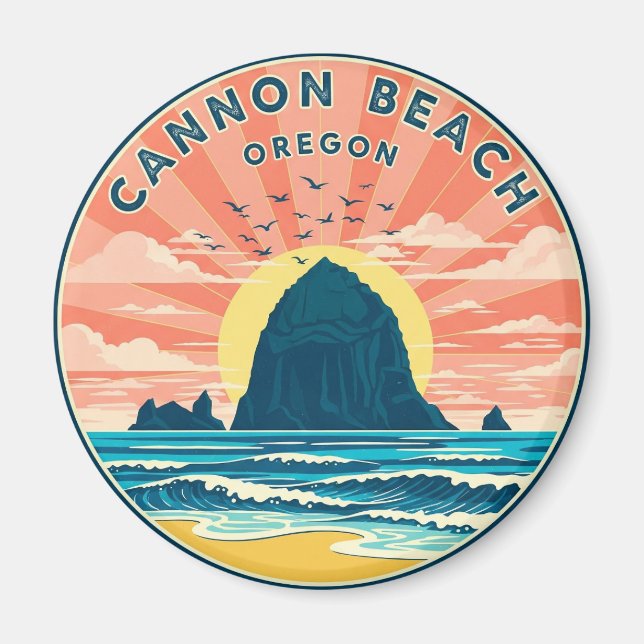 Íman Cat na praia de Cannon, Oregon (Frente)