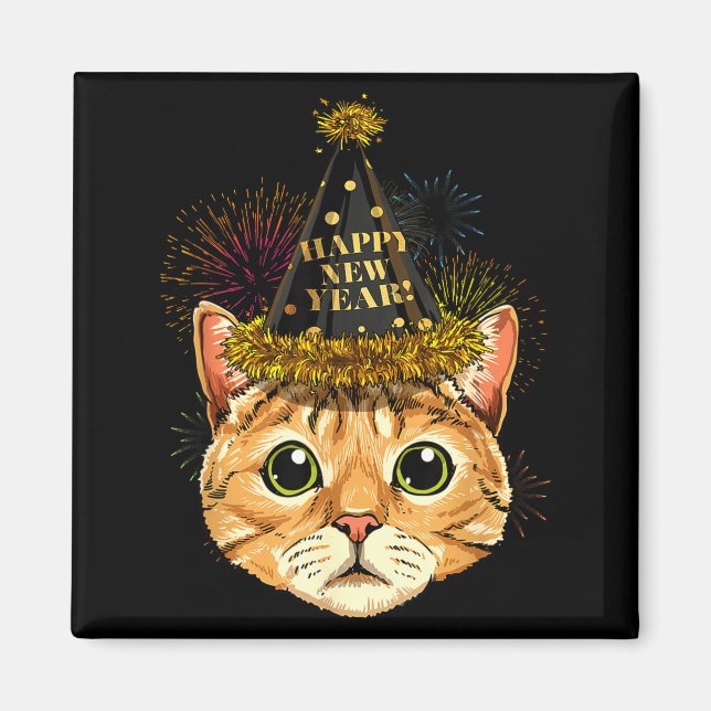 Íman Cat New Year Shirt 2024 Happy New Years Eve Nye Fi (Frente)