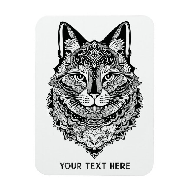 Íman Cat Ornamental de Texto Personalizado (Vertical)