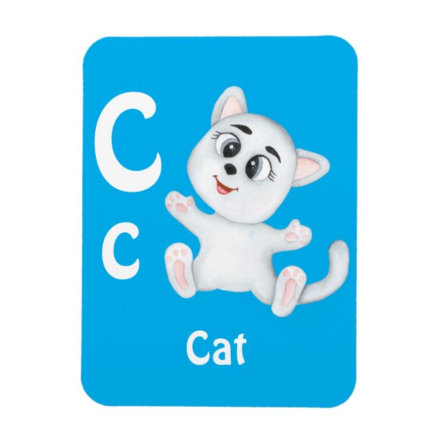 Íman Cat personalize ABC: Carta C - Adicione seu nome (Vertical)