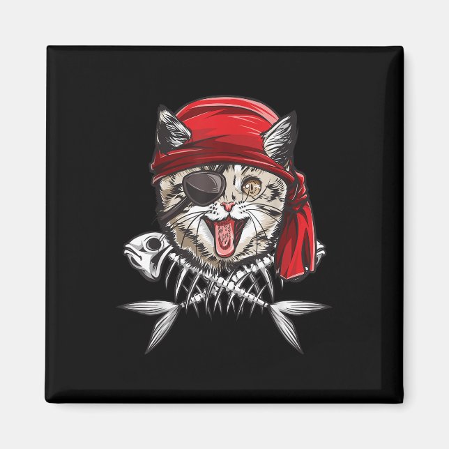 Íman Cat Pirate Boys Men Jolly Roger Flag Skull E Cro (Frente)