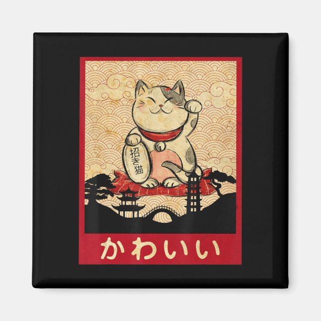 Íman Cat Ramen Bowl Anime japonês Noodles Kawaii Neko (Frente)
