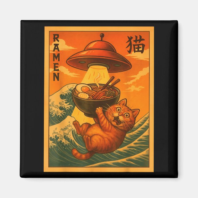 Íman Cat Ramen Ufo Funny Japanese Anime Men Women Teens (Frente)