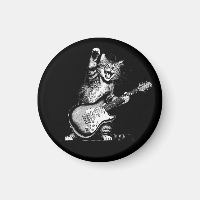 Íman Cat Rockin' the Guitar, Music Lover Gift (Frente)