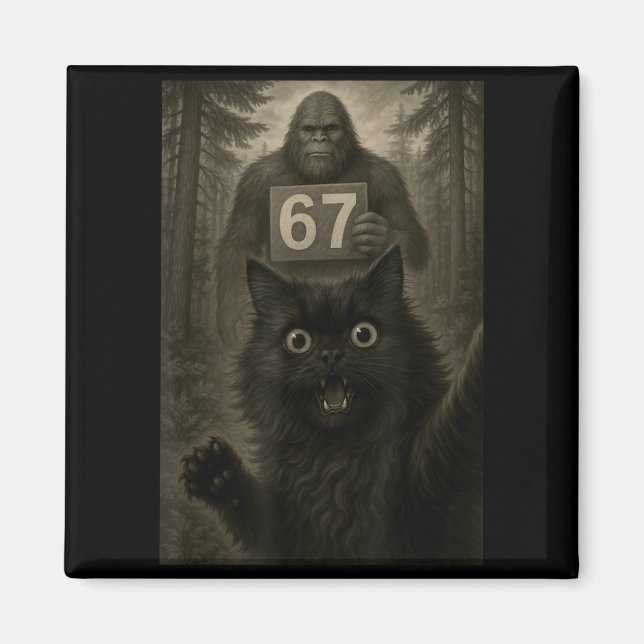 Íman Cat Selfie 67 Meme Six Seven Funny Bigfoot  (Frente)