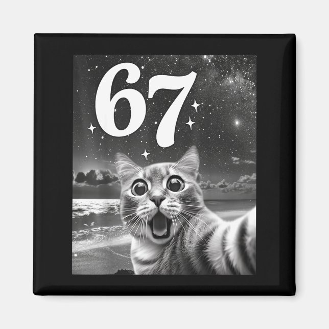 Íman Cat Selfie With 67 Meme Funny Cats Graphic For Men (Frente)