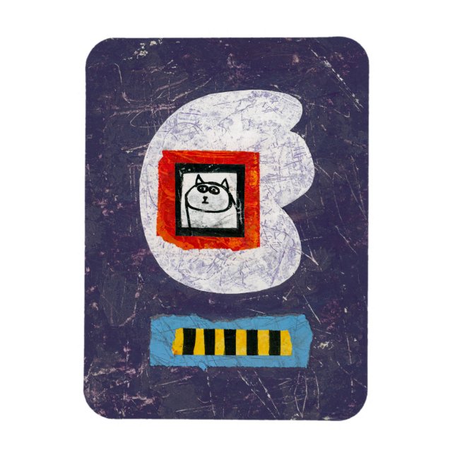 Íman Cat Senta Para O Magnet Do Frigorífico De Fotograf (Vertical)