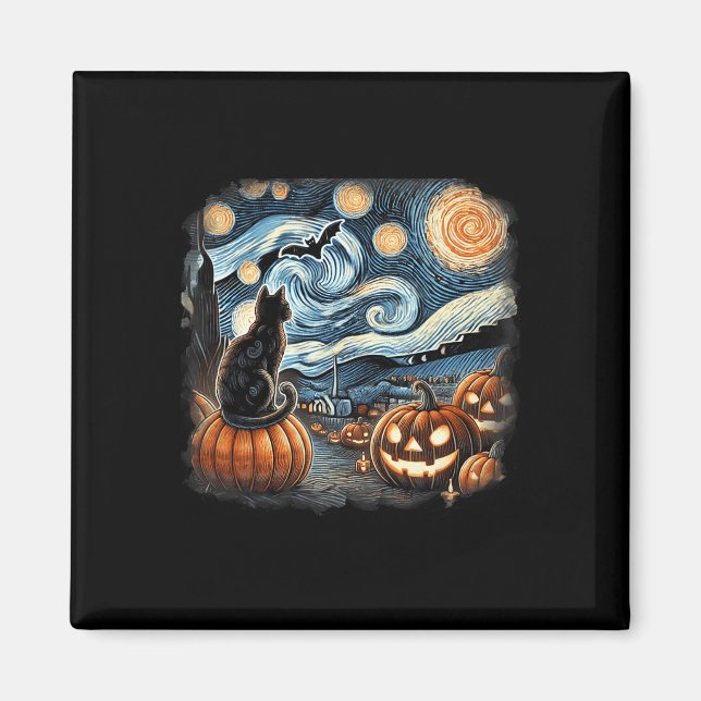 Íman Cat Starry Night Van Gogh Cat Para Cat Lover Cat M (Frente)