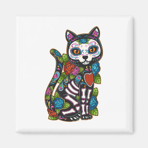 Íman Cat Sugar Skull México Calavera Dia De Los Muertos