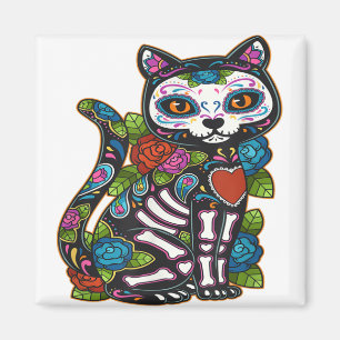 Íman Cat Sugar Skull México Calavera Dia De Los Muertos