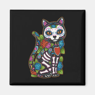 Íman Cat Sugar Skull México Calavera Dia De Los Muertos