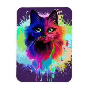 Íman Cat Trippy Psychedelic Pop Art
