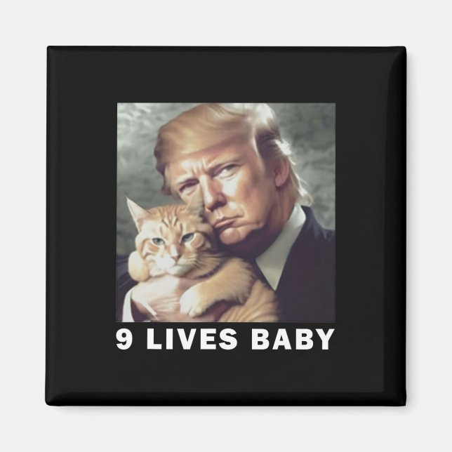 Íman Cat Trump 9 Lives Baby Trump 2024 Win Victory Winn (Frente)