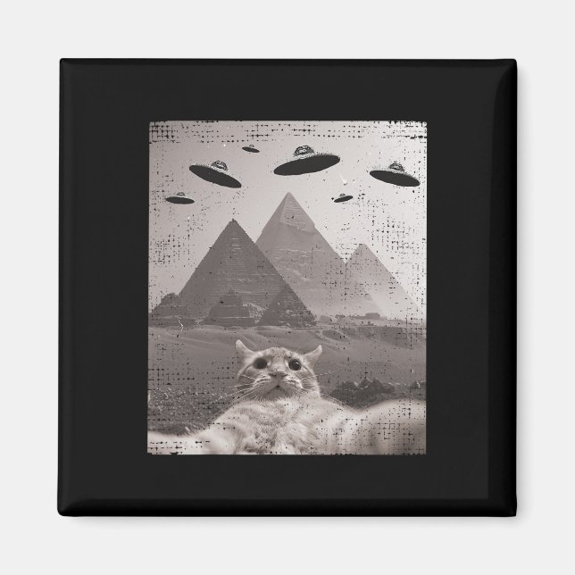 Íman Cat Ufo Meme - Gato Engraçado Selfie Com Ufos (Frente)