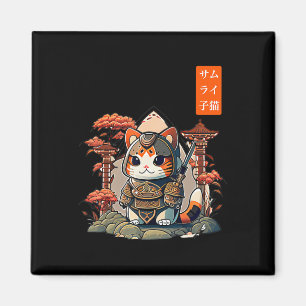Íman Cat Warrior Japonês Escrevendo Anime Art para kawa
