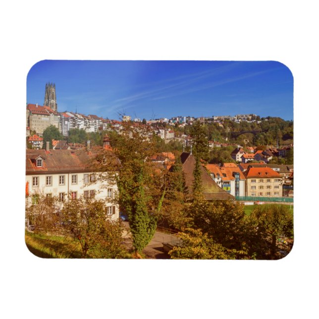 Íman Catedral das Ruas. Nicholas em Friburgo, Suiça (Horizontal)