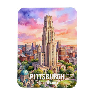 Íman Catedral de Aprendizado de Pittsburgh em Aquarela
