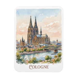 Íman Catedral de Colônia Alemanha Aquarela Silhueta da