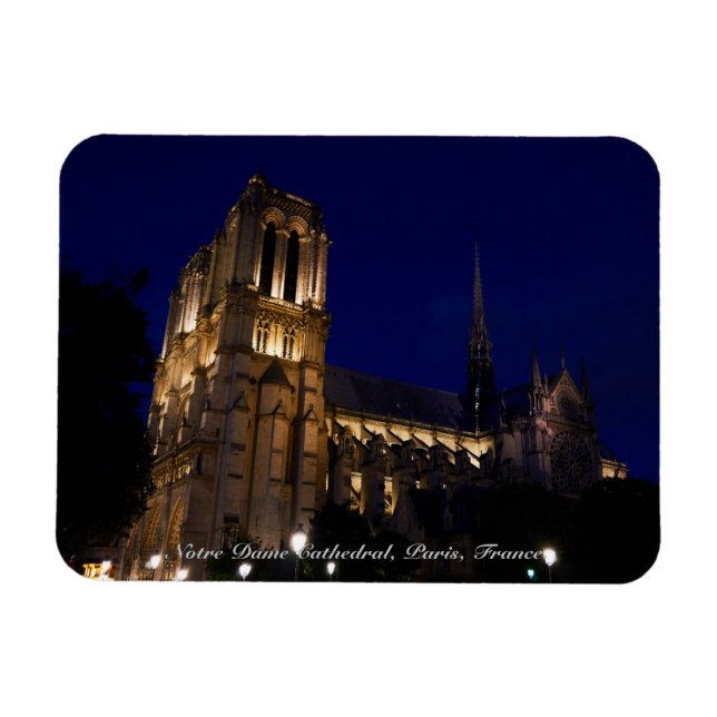 Íman Catedral de Notre Dame à noite, Paris, França (Horizontal)