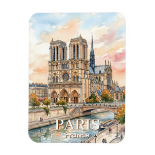 Íman Catedral de Notre Dame de Paris Aquarela Viagem