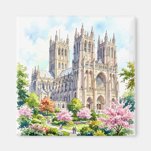 Íman Catedral de Washington Aquarela Religiosa Personal