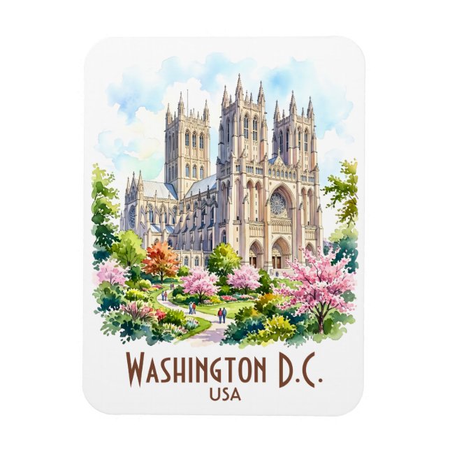 Íman Catedral de Washington Aquarela Religiosa Personal (Vertical)