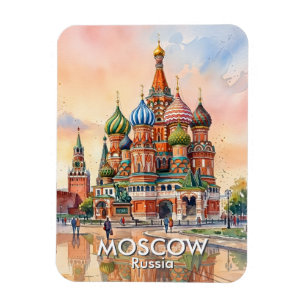 Íman Catedral personalizada de Moscou Rússia Aquarela V