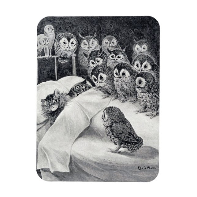 Íman Cats Nightmare Owl Bird, Louis Wain (Vertical)