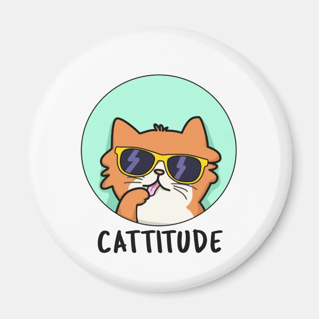 Íman Cattitude Engraçada Cat Pun (Frente)