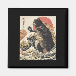 Íman Catzilla Cat Arte Japonesa Engraçado Gato Para Hom
