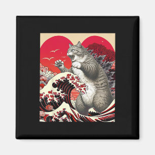 Íman Catzilla Gato Valentine Arte Japonês Presente Dive