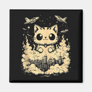 Íman Catzilla Pôr do Sol Japonês Gato Japão Engraçado