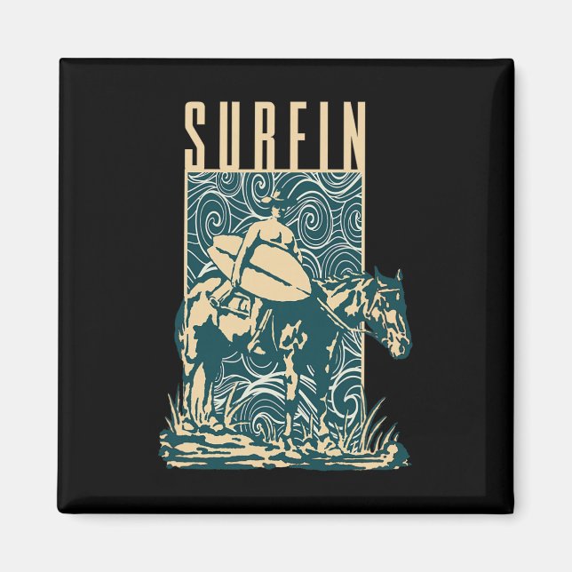 Íman Caubói Surfista Caubói Com Prancha De Surfe Surfe  (Frente)