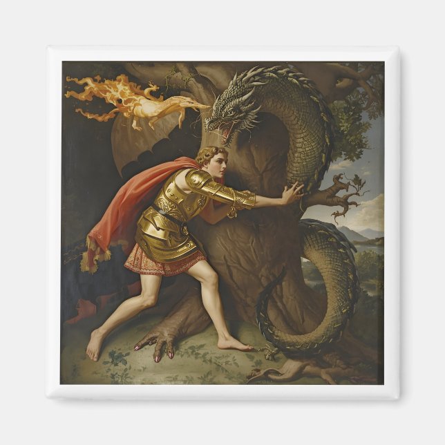 Íman Cavaleiro de Armadura Dourada vs. O Dragão (Frente)