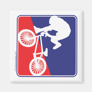 Íman Cavaleiro de BMX - branco e azul vermelhos