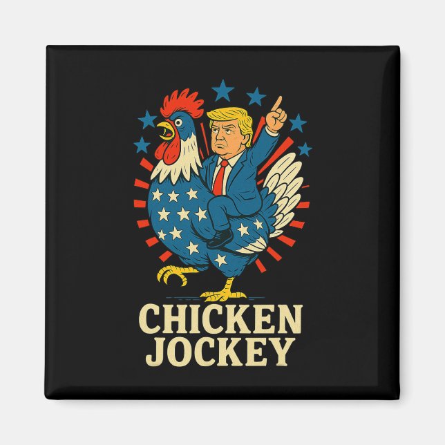 Íman Cavaleiro de Frango Trump Meme Divertido  (Frente)