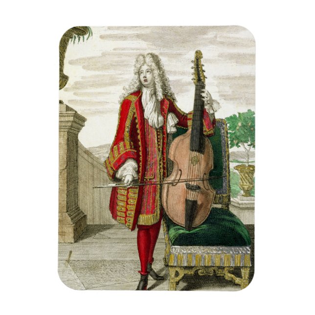 Íman Cavalheiro tocando violoncelo, publicado c.1688-90 (Vertical)