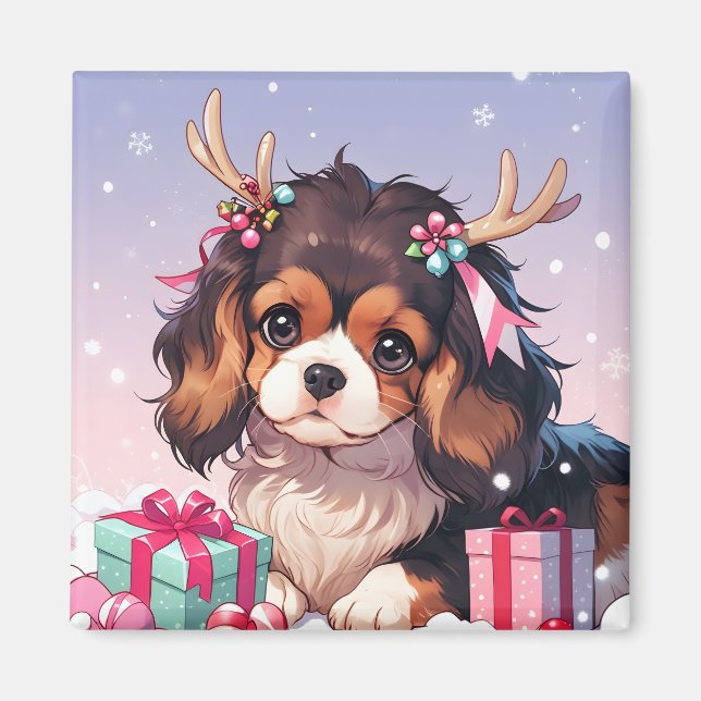 Íman Cavalier King Charles Pastel presentes de Natal (Frente)