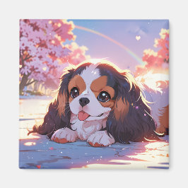 Íman Cavalier King Charles Pastel Sakura Rainbow sky