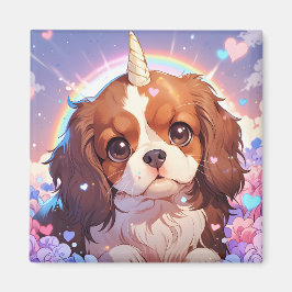 Íman Cavalier King Charles Pastel Unicorn Rainbow sky