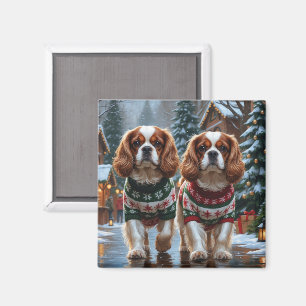 Íman Cavalier King Charles Spaniel Cães Natal Neve