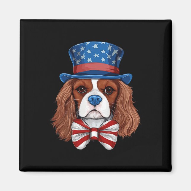 Íman Cavalier King Charles Spaniel Com a Bandeira dos E (Frente)