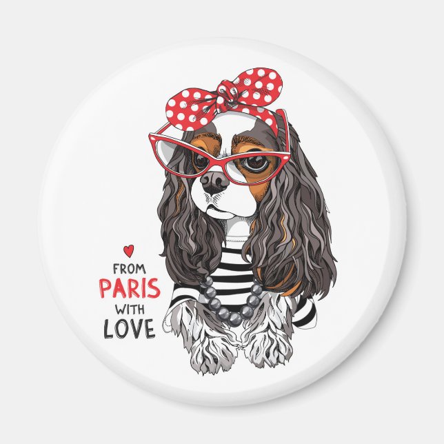 Íman Cavalier King Charles Spaniel De Paris Com Amor (Frente)