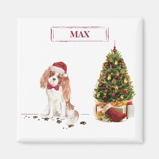 Íman Cavalier King Charles Spaniel Funny Cog de Natal (Frente)