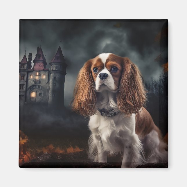 Íman Cavalier King Charles Spaniel Halloween Assustador (Frente)