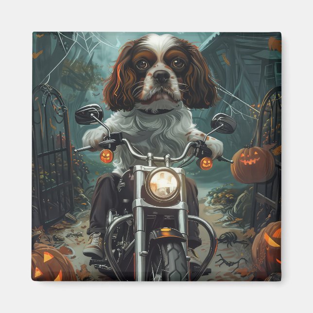 Íman Cavalier King Charles Spaniel Halloween Assustador (Frente)