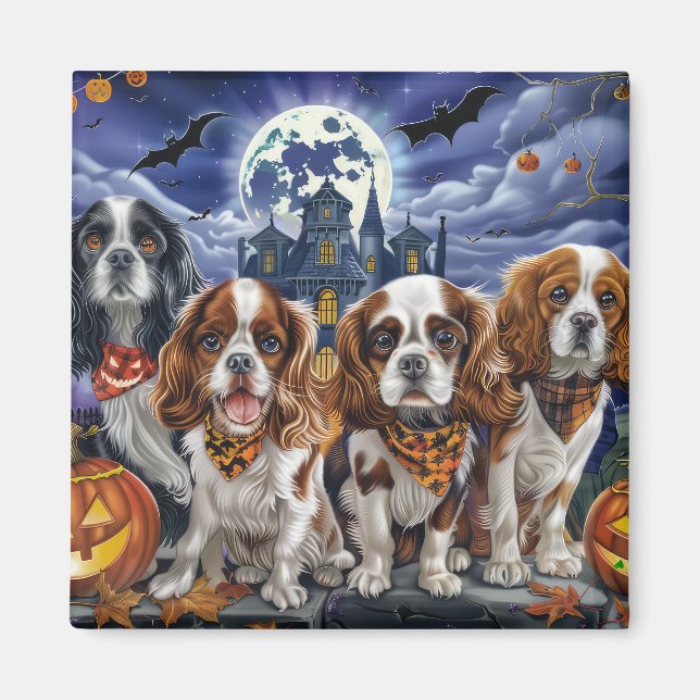 Íman Cavalier King Charles Spaniel Halloween Spooky (Frente)