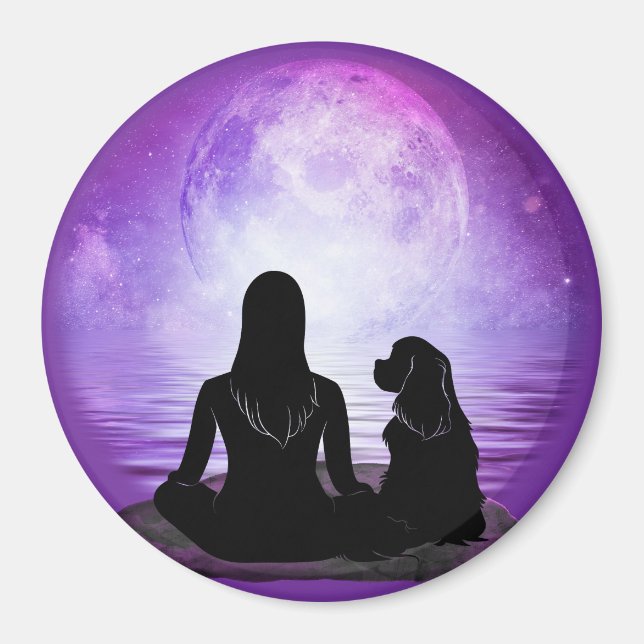 Íman Cavalier King Charles Spaniel Purple Moon Art (Frente)
