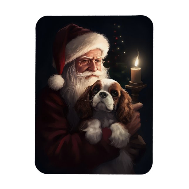 Íman Cavalier King com Papai Noel Natal Festivo (Vertical)