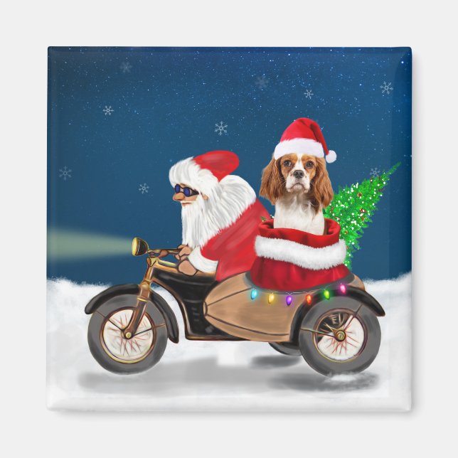 Íman Cavalier King Dog Papai Noel (Frente)